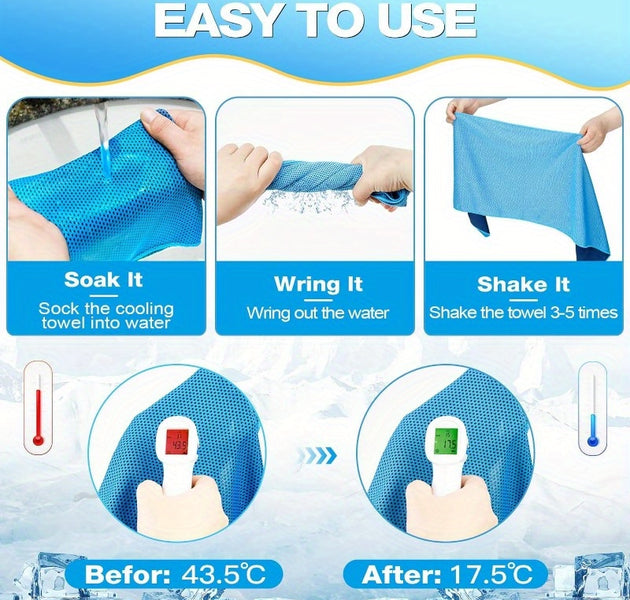6-Pack Cooling Towels – Soft, Breathable Microfiber for Gym, Yoga, Sports & Outdoor Activities