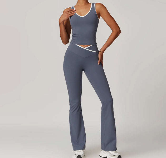Girls Gym Wear 2PCS Yoga Set High Waist Leggings & Sports Bra Comfortable Fitness Outfit for Workout, Dance & Training