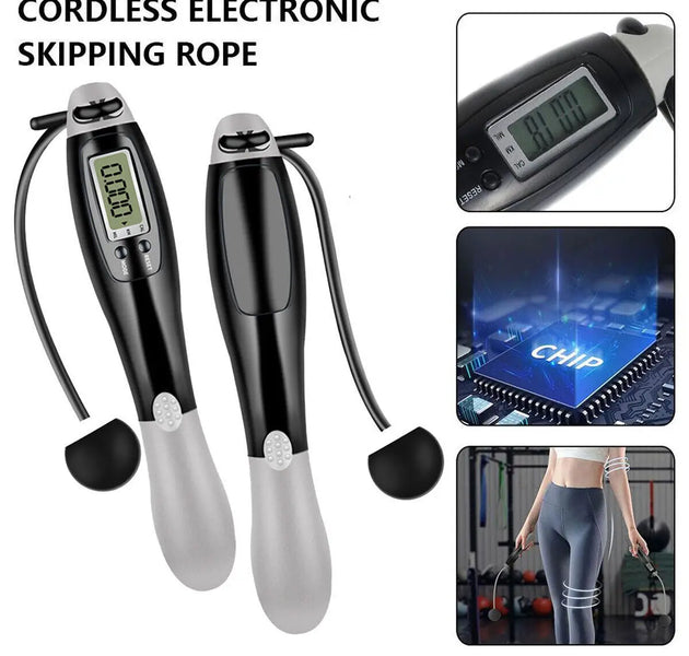 Cordless Weighted Skipping Rope – Smart Screen Jump Rope for Fitness & Sports Training