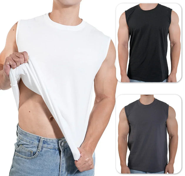 Men’s Muscle Sports Vest | Cotton Sleeveless Gym T-Shirt | O-Neck Plain Tank Top for Running, Training & Bodybuilding