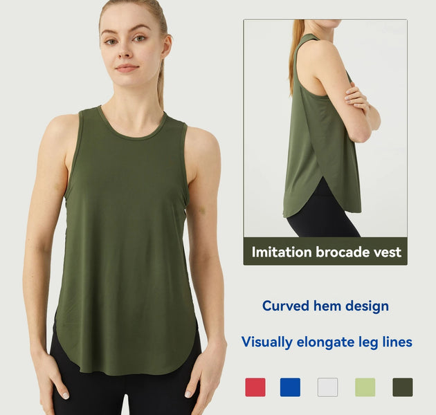 Yoga Tank Top for Women Sleeveless Loose Fit Running Shirt, Breathable Quick Dry Gym Vest, Casual Fitness Workout Top