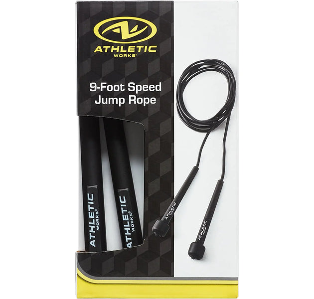 Speed Jump Rope with Light Weight Handles, 9' Length, Black