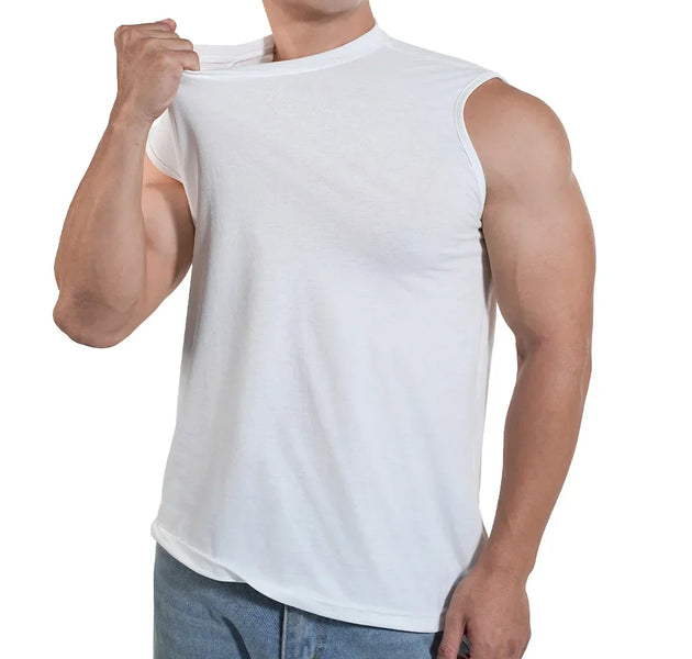 Men’s Muscle Sports Vest | Cotton Sleeveless Gym T-Shirt | O-Neck Plain Tank Top for Running, Training & Bodybuilding