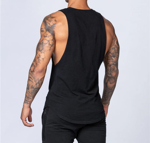 Men Cotton Gym Tank Top Summer Fitness Sleeveless Shirt Breathable O Neck Muscle Vest for Workout Bodybuilding and Jogging